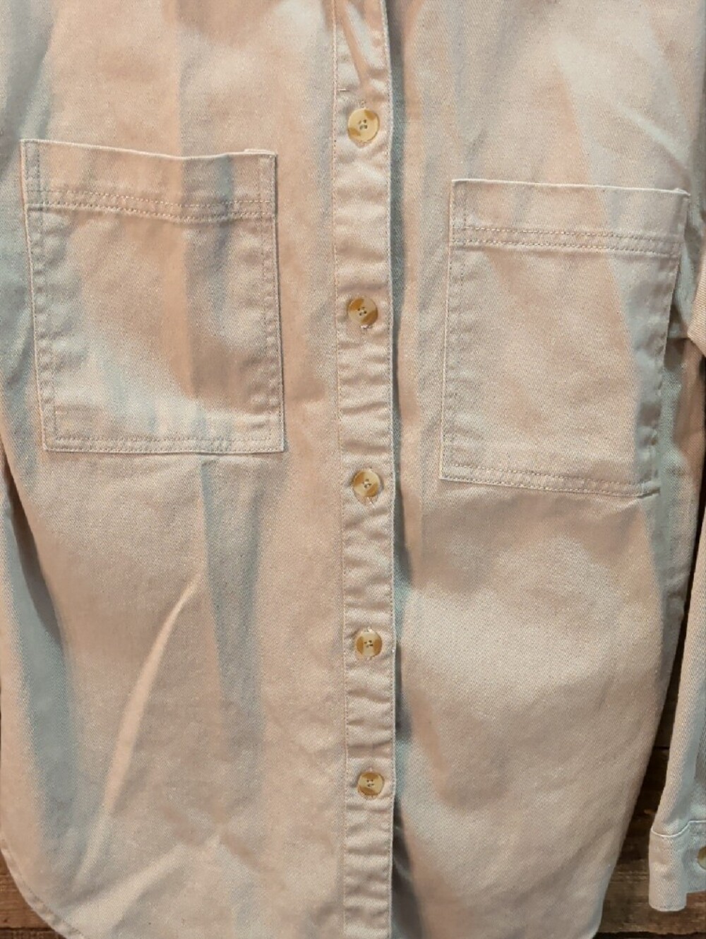Thread & Supply Cream Oversized Button-Down Workshirt/Light Jacket Xsmall - Picture 4 of 5